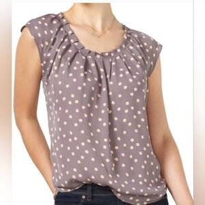 Lauren Conrad Pleated Scoop neck blouse - gray/blush. L